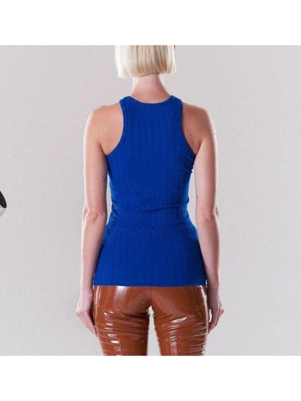 Simon Miller Troost Rib Racer Tank Top Ribbed Knit Designer Electric Blue Medium - Picture 9 of 9